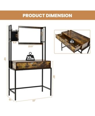 Industrial Wood 3-Position Adjustable Mirror Vanity Table