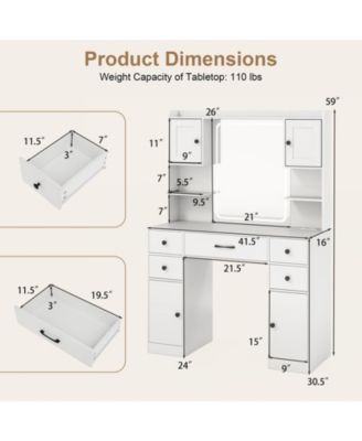 Makeup Vanity Desk with Lighted Mirror and Charging Station