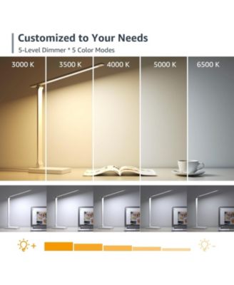 LED Desk Lamp with 9.5W 750LM Metal Touch Control , 5 Color Modes 5 Brightness Level, Eye Caring  For Reading, Crafts, School Supplies, White