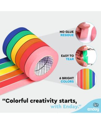 Colored Masking Tape (6 Pack) 1080 Ft x 1 in - Colored Masking Tape 1 inch Wide x 180 Feet (60 Yards) per roll - Painters Tape, Great for Arts Crafts & Labeling