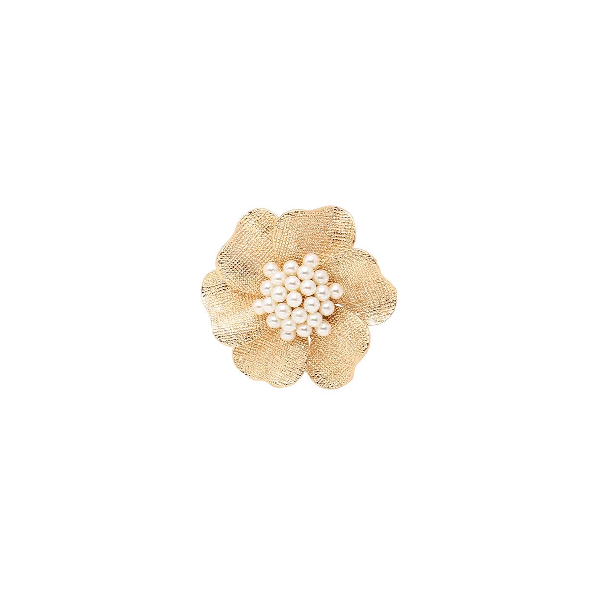 Floral Rhinestone Ring - Gold