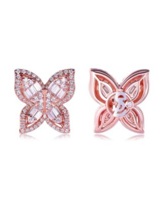 Suzy Levian Sterling Silver Cubic Zirconia Multi-Cut Butterfly Earrings