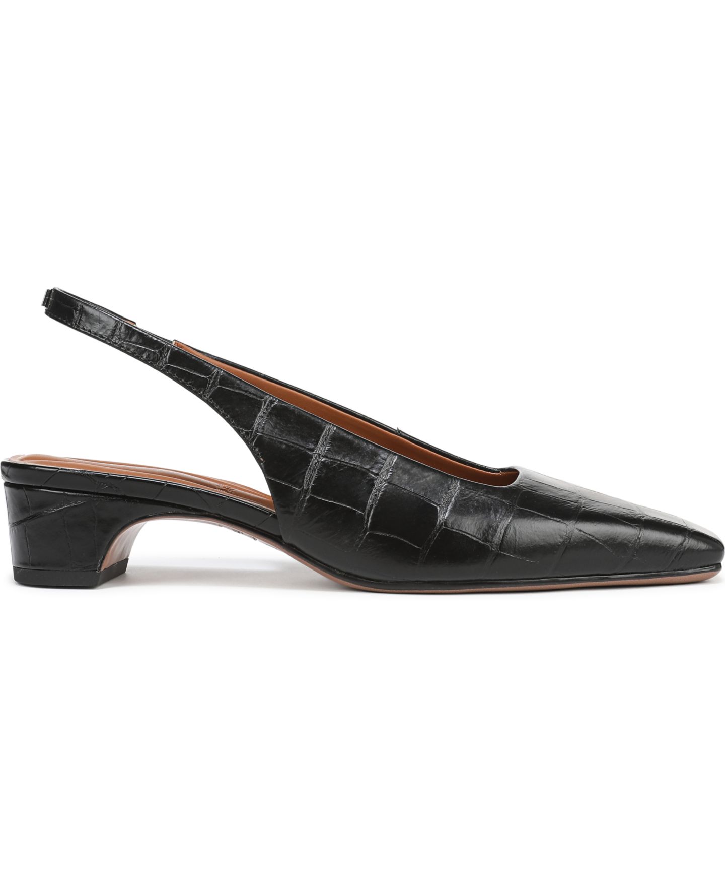 Женские туфли Franco Sarto Lyanna Square Toe Slingback Pumps, цвет: Чёрный с принтом кожаный — фото 2