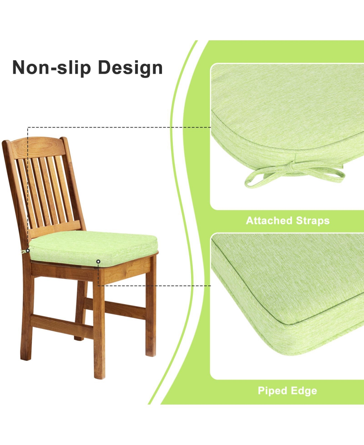 Aoodor Outdoor Dining Chair Cushions Set of 4, Waterproof Patio Furniture Seat Cushions, Outdoor Chair Pads with Ties, 18 x 19 inch