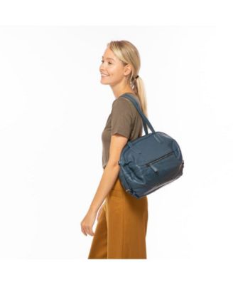 Leather Satchel Bag Blue Shoulder Purse Women's Handbag