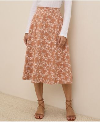 Women's Organic Cotton Fit & Flare Midi Skirt