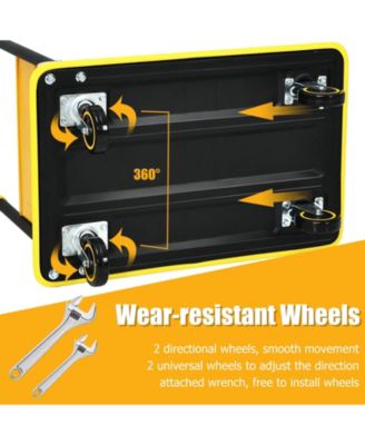 Folding Push Cart Dolly, Rolling Platform Cart for Garage Warehouse, Portable Flatbed Cart with Non-Slip Swivel Casters