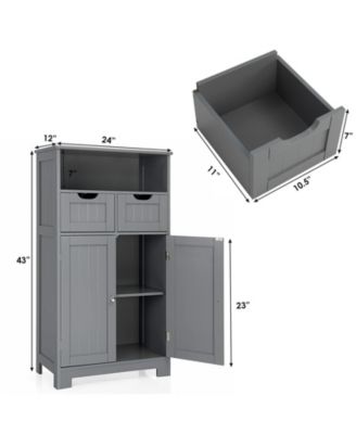 Bathroom Wooden Side Cabinet with 2 Drawers and 2 Doors