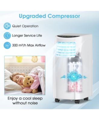 8000 BTU Air Conditioner Unit spaces up to 230 Sq.Ft with Remote Control Dehumidifier Function Window Wall Mount, 4 Caster Wheel, Sleep Mode and, White