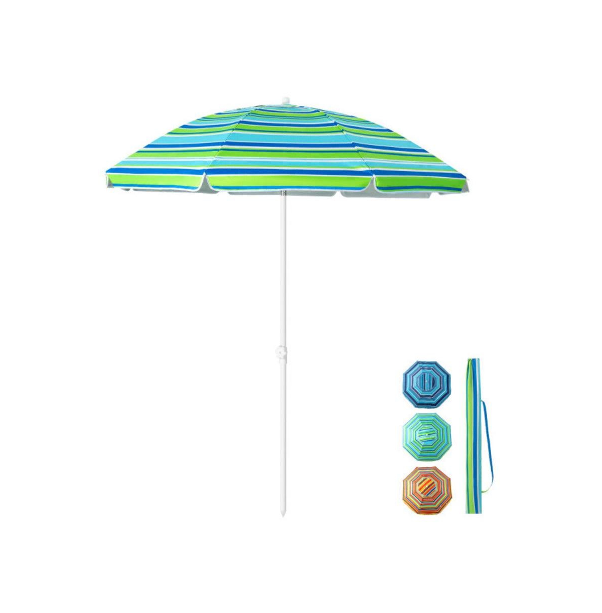 6.5 Feet Patio Beach Umbrella with Waterproof Polyester Fabric - Orange