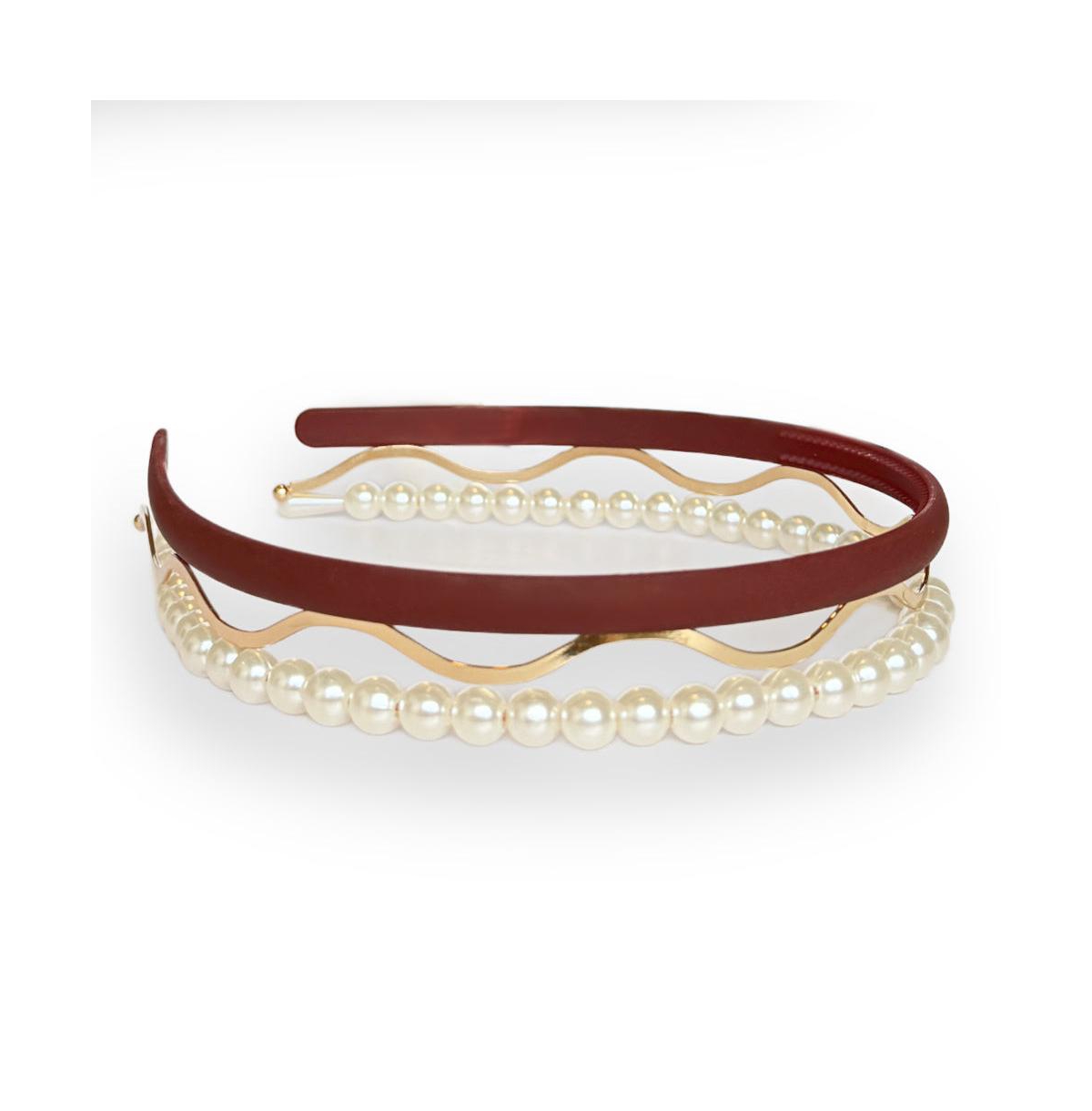 Headband Set - Red + Gold - Red