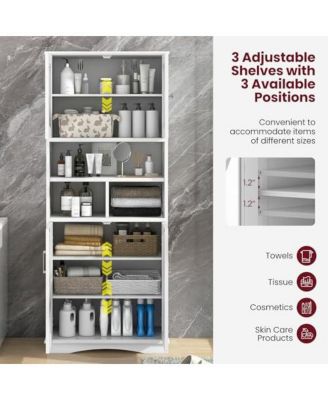 Tall Bathroom Cabinet Large Floor Storage Cabinet with Acrylic Doors and 3 Cubes