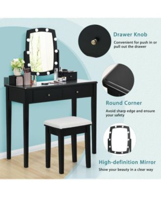 Vanity Table Set with Lighted Mirror for Bedroom and Dressing Room