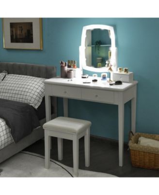 Vanity Table Set with Lighted Mirror for Bedroom and Dressing Room
