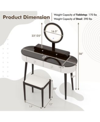 Makeup Vanity Table Set with LED Mirror and 3 Spacious Drawers