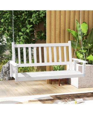 Wooden Porch Swing 2-Person Hanging Swing Chair w/ Adjustable Galvanized Metal Chains