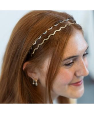 Wavy Metallic Headband Set - Gold + Silver