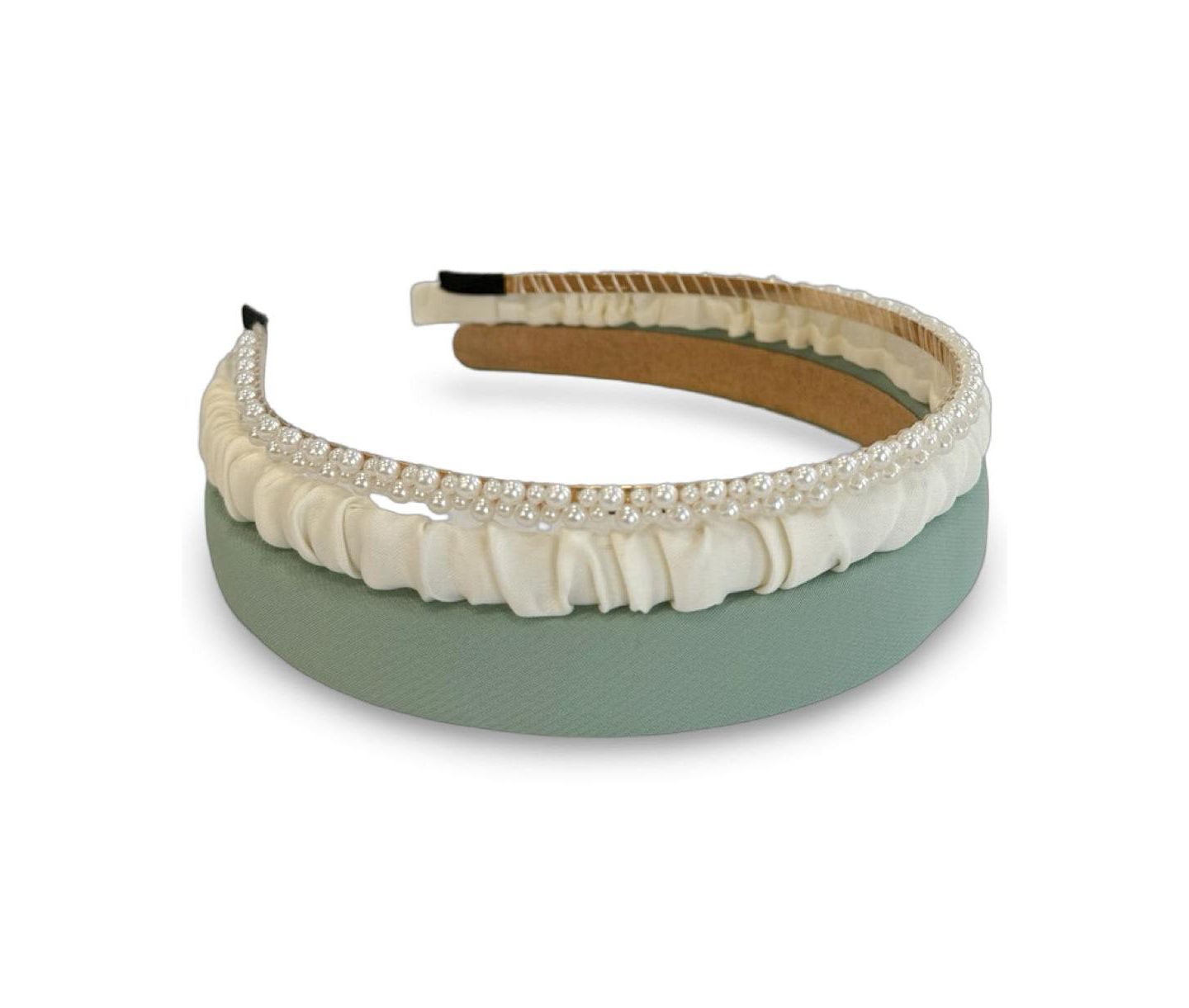 Женские аксессуары Headbands of Hope Classic Headband Set - Green + Cream + Pearl, цвет: Зелёный — фото 1