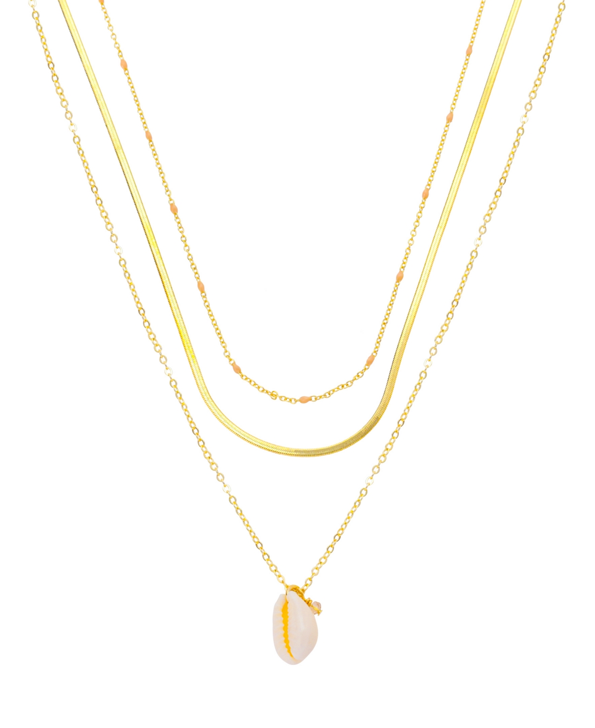 Seashell Pendant Layered Necklace Set - Gold