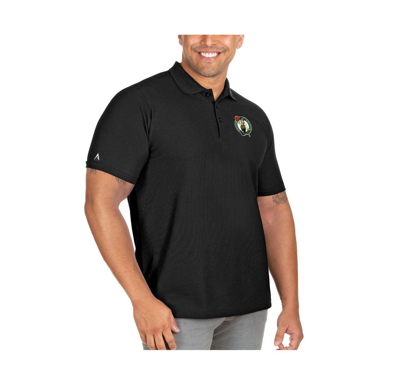 Men's Black Boston Celtics Big & Tall Legacy Pique Polo Shirt