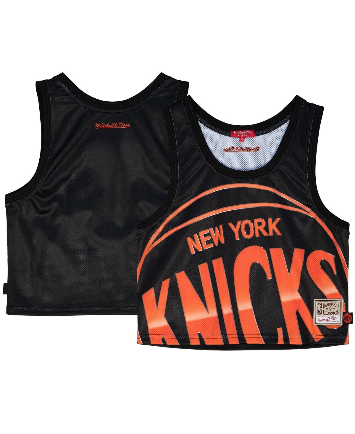 Women's Black New York Knicks Hardwood Classics Big Face 4.0 Cropped Tank Top - Black