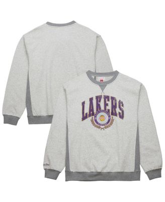 Mitchell & Ness - Men's Heather Gray Los Angeles Lakers Vintage Logo Pullover Sweatshirt