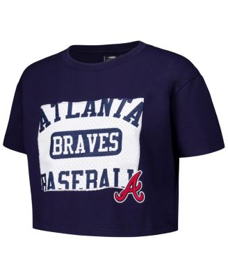 Women's Navy Atlanta Braves Made To Play Boxy Cropped T-Shirt