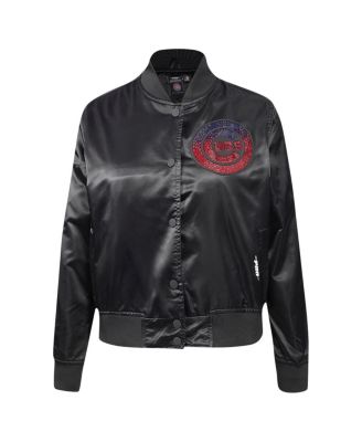 Women's Black Chicago Cubs&nbsp;Rhinestone Satin Full-Snap Jacket