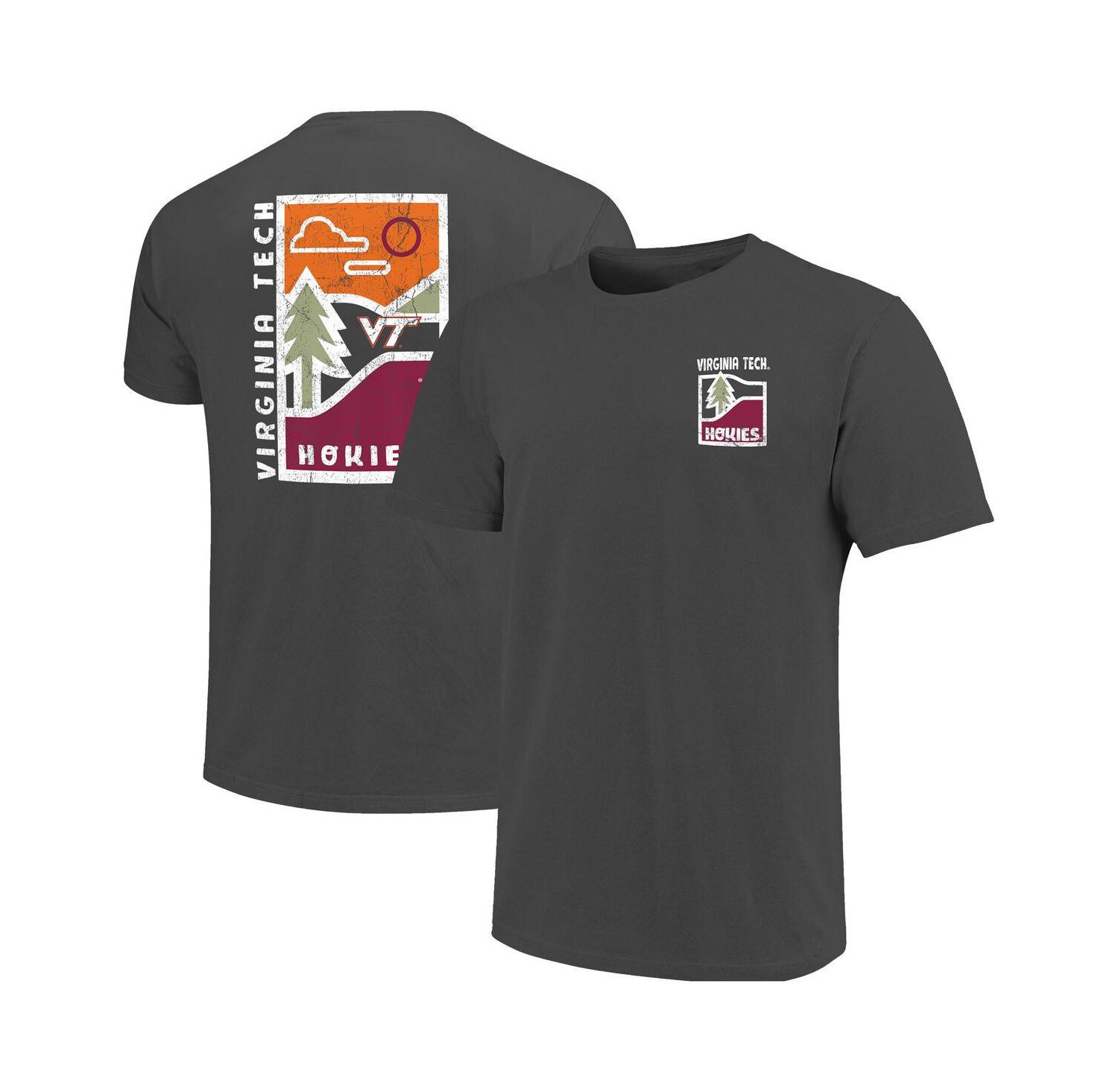 Men's Graphite Virginia Tech Hokies Comfort Colors Minimal Vista Distressed Graphics T-Shirt