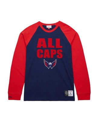 Mitchell & Ness - Men's Navy/Red Washington Capitals Legendary Slub Raglan Long Sleeve T-Shirt