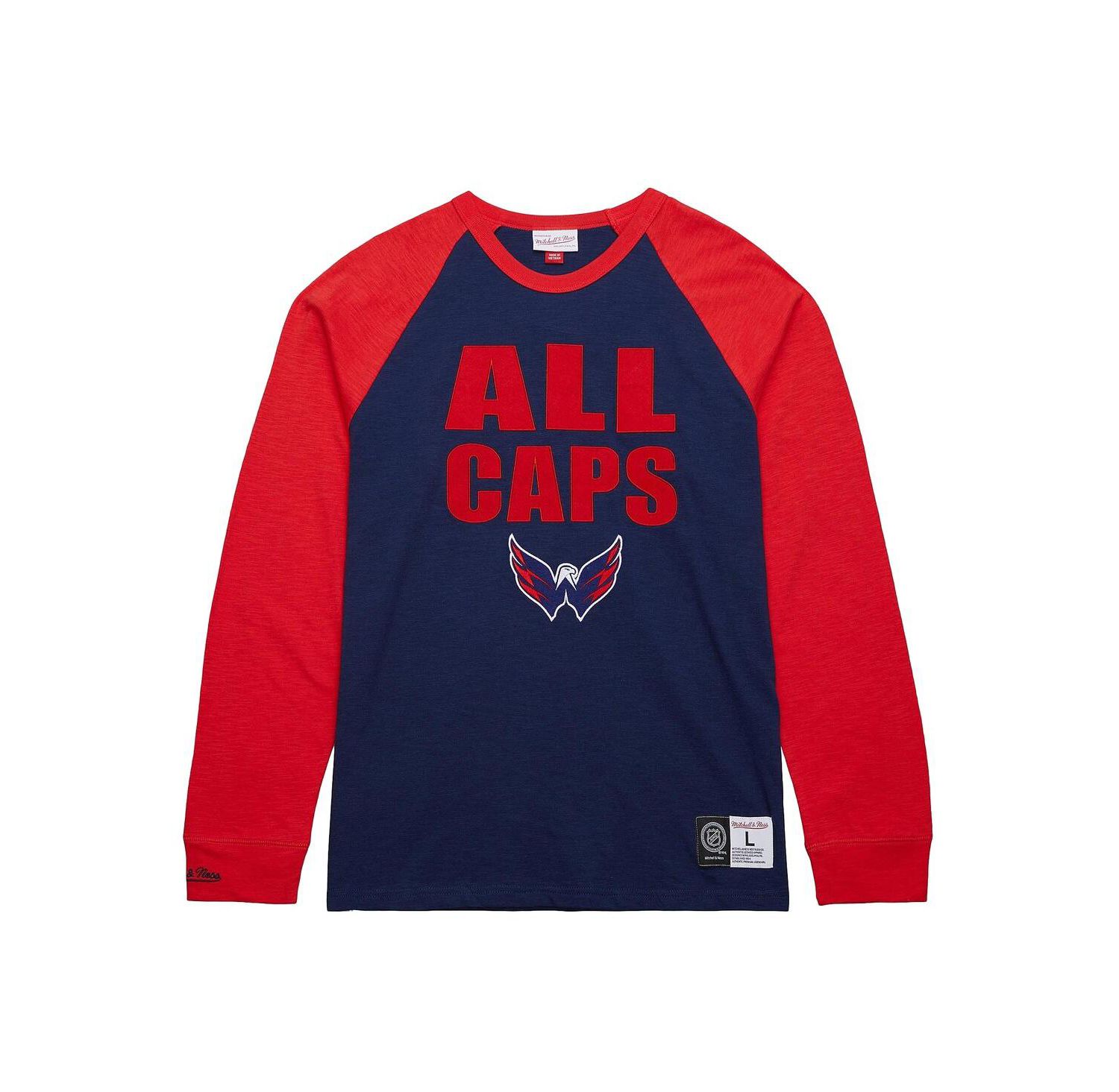 Men's Navy/Red Washington Capitals Legendary Slub Raglan Long Sleeve T-Shirt