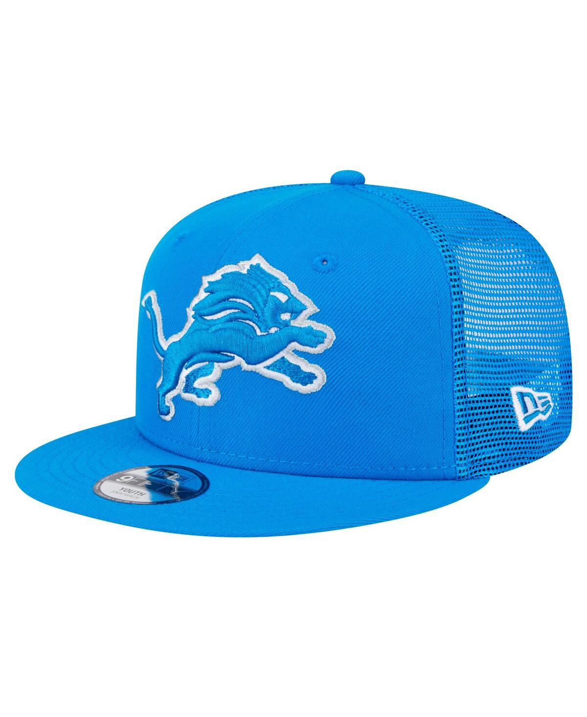 New Era Big Boys And Girls Blue Detroit Lions Main Trucker Snapback Hat In Blue
