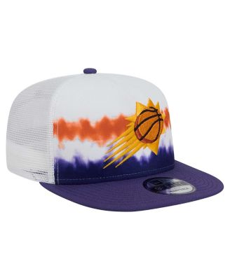 Men's White/Purple Phoenix Suns Dip-Dye 9FIFTY A-Frame Trucker Snapback Hat