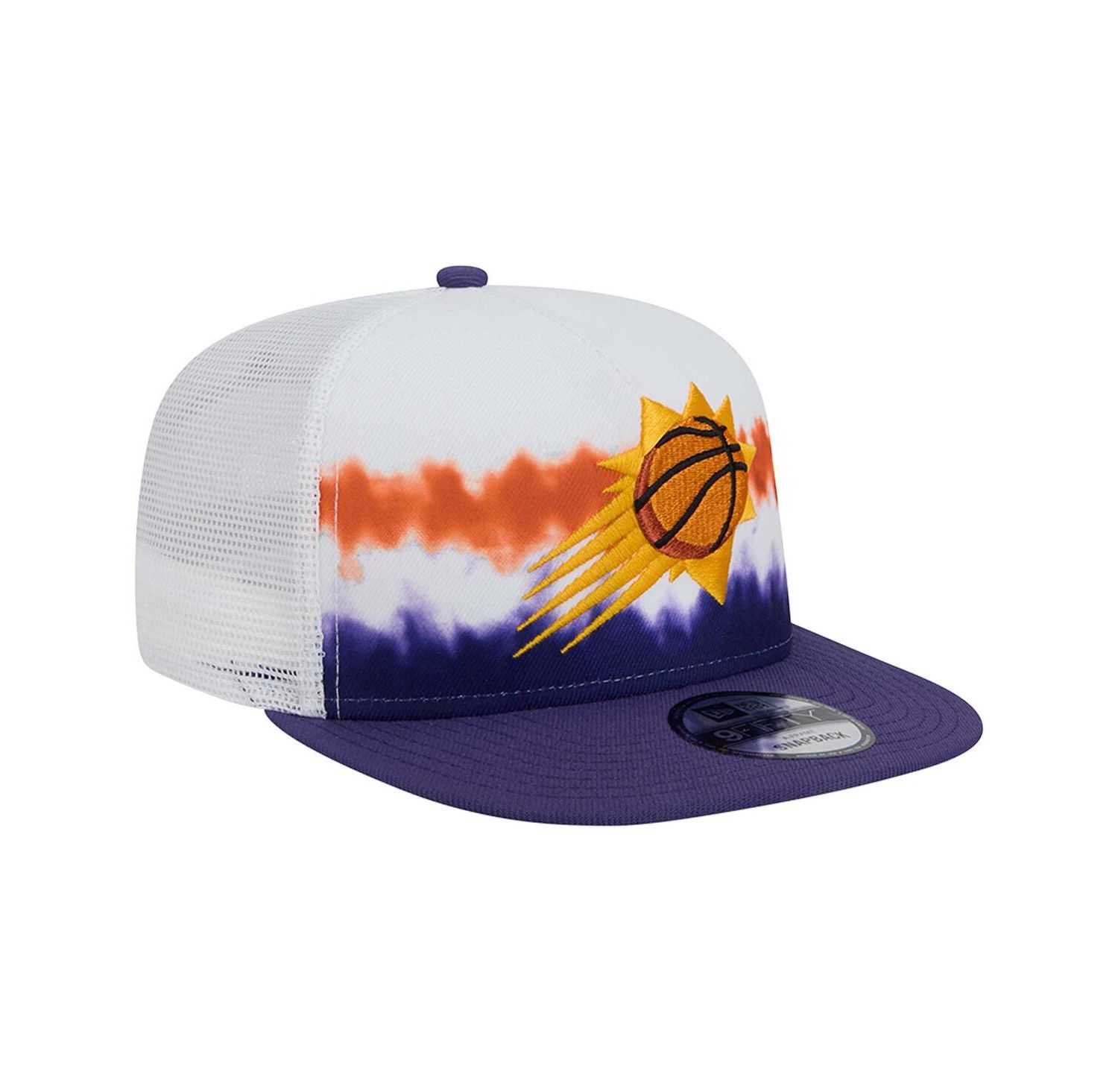 Men's White/Purple Phoenix Suns Dip-Dye 9FIFTY A-Frame Trucker Snapback Hat