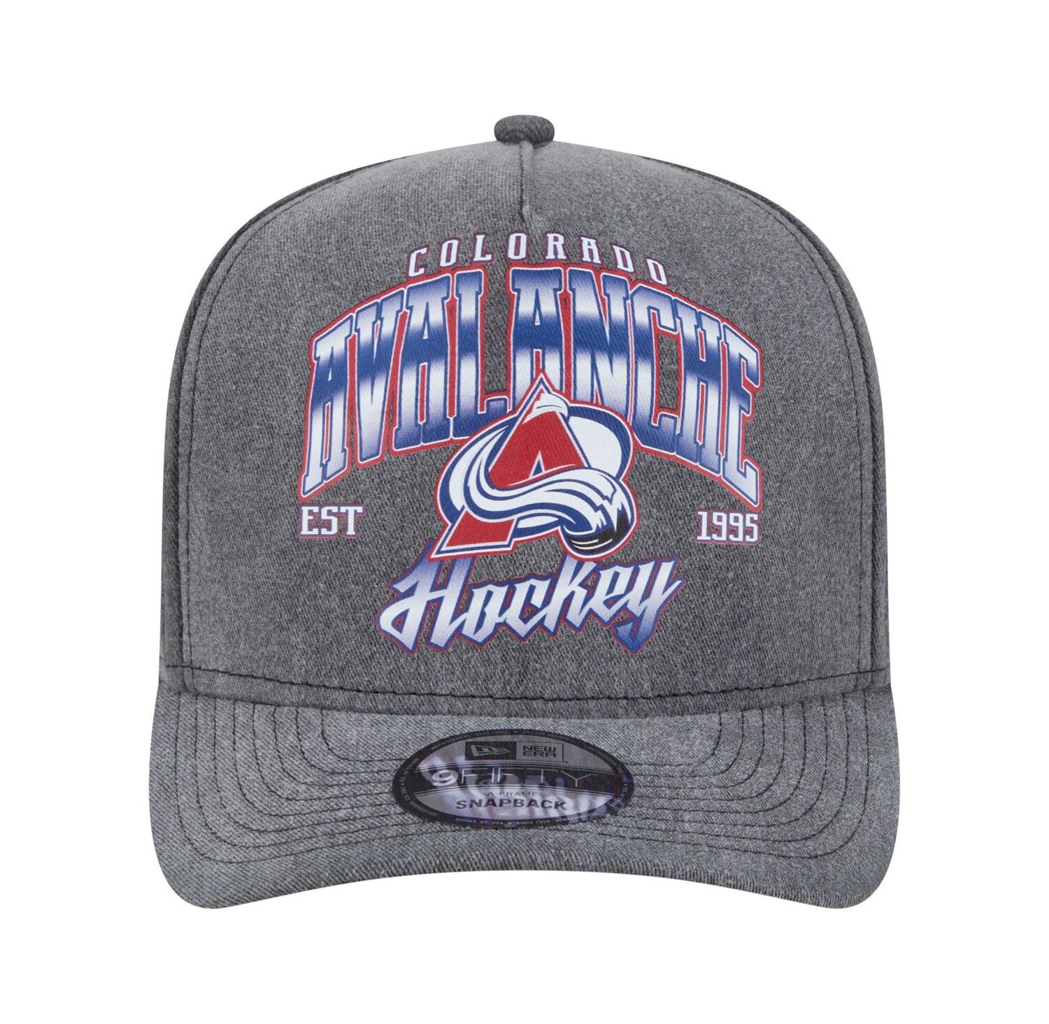 Men's Charcoal Colorado Avalanche Throwback Washed A-Frame Pre-Curved 9FIFTY Snapback Hat