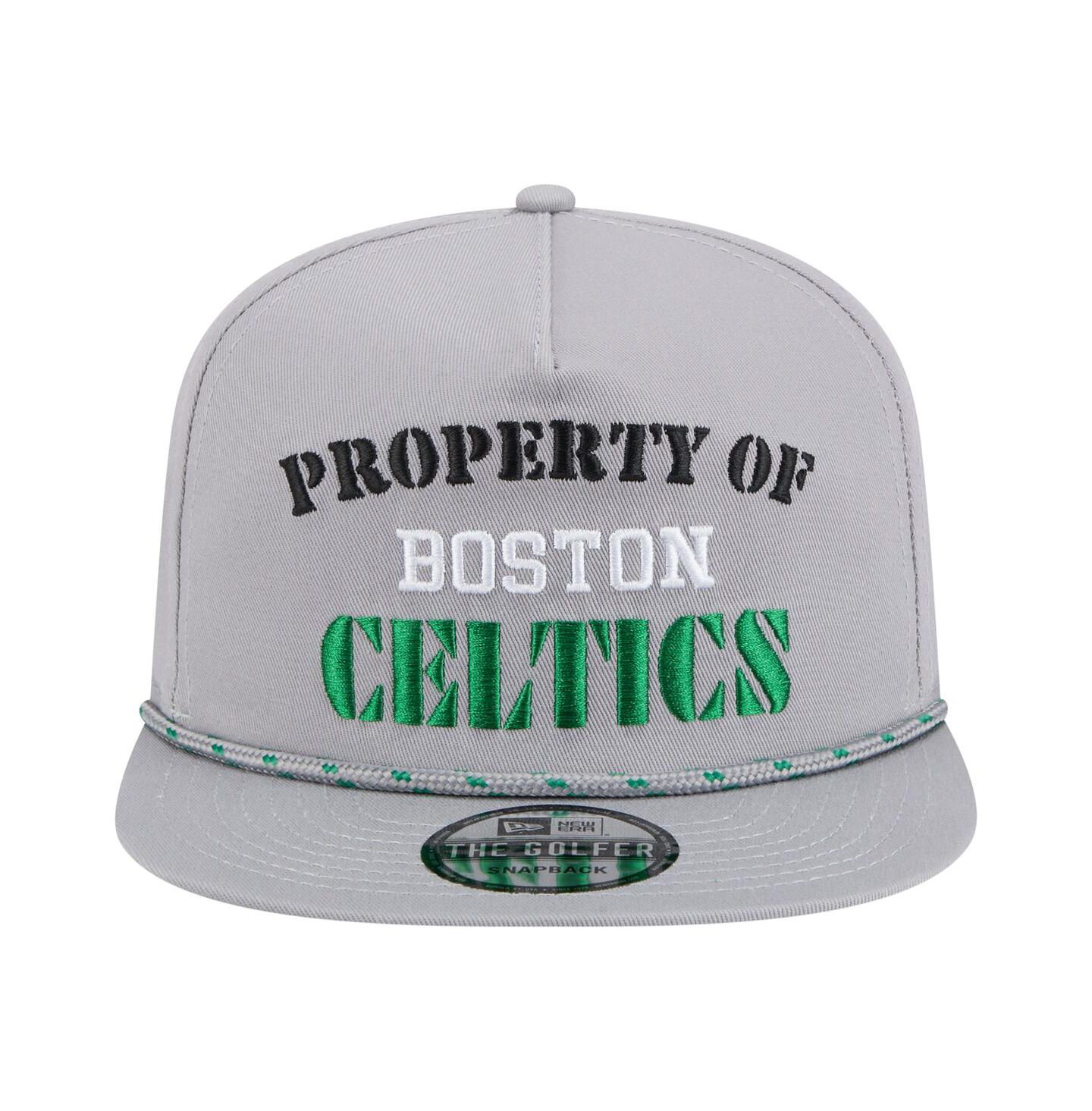Мужская кепка New Era Gray Boston Celtics Throwback Property Of Golfer Snapback Hat — фото 2