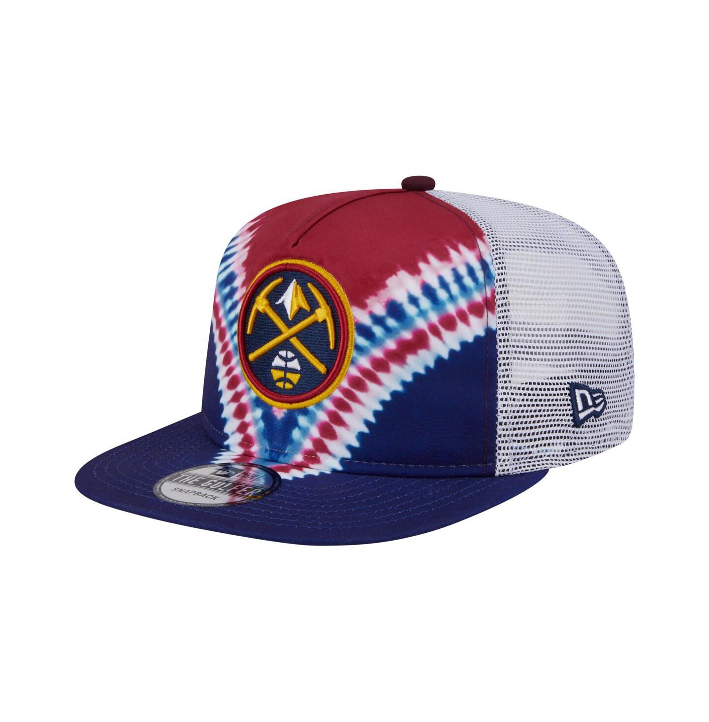Мужская кепка New Era Navy/Red Denver Nuggets Throwback Dye Golfer Snapback Hat — фото 1