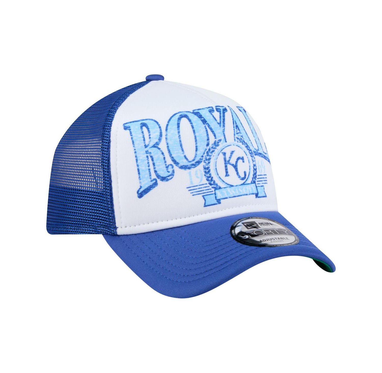 Men's Royal Kansas City Royals Distressed 9FORTY A-Frame Adjustable Trucker Hat