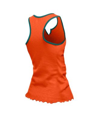 Women's Orange Miami Dolphins Lettuce Hem Notch Neck Tri-Blend Tank Top