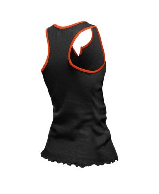 Women's Black Cincinnati Bengals Lettuce Hem Notch Neck Tri-Blend Tank Top