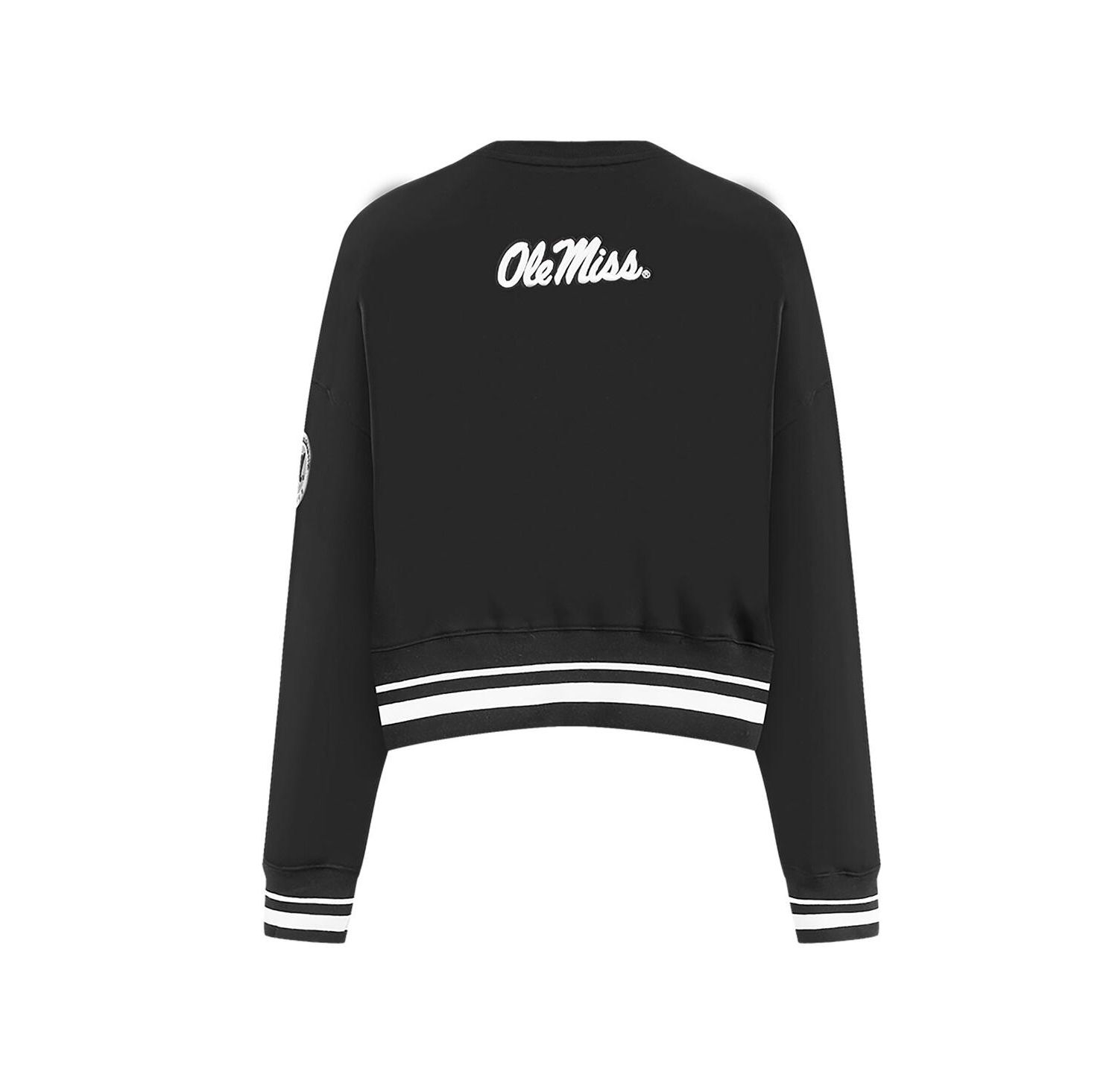 Women's Black Ole Miss Rebels Cropped Pullover Sweatshirt