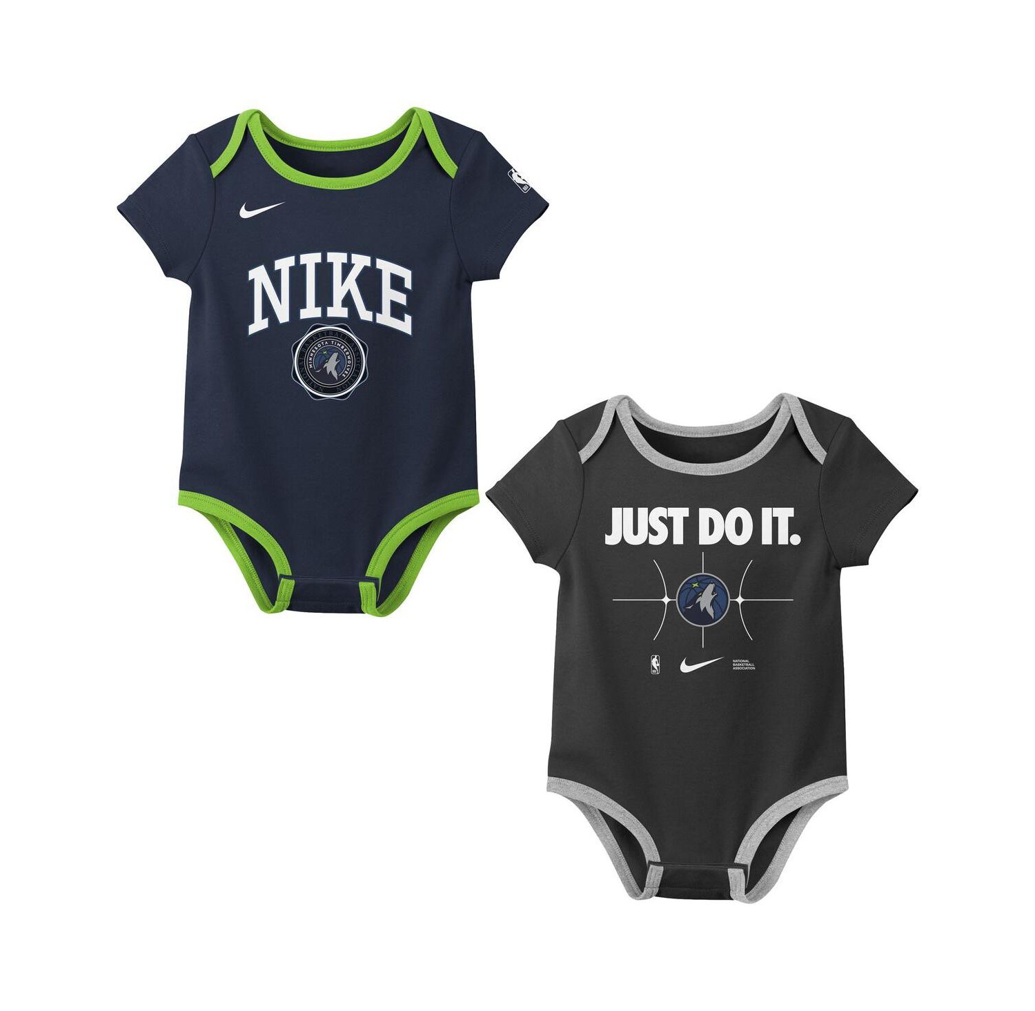Baby Boys and Girls Navy/Black Minnesota Timberwolves Just Do It 2-Pack Bodysuit Set