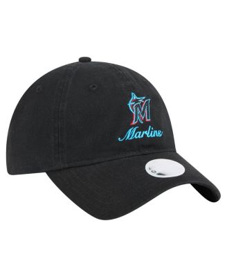 Women's Black Miami Marlins Preppy Team 9TWENTY Adjustable Hat