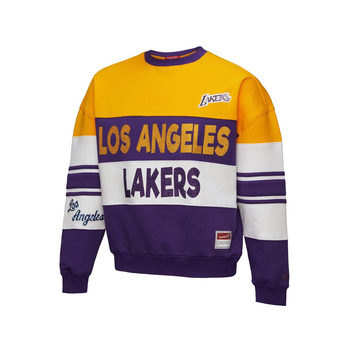 Женская толстовка Mitchell & Ness X Dannijo Gold/Purple Los Angeles Lakers Blocked Pullover — фото 2