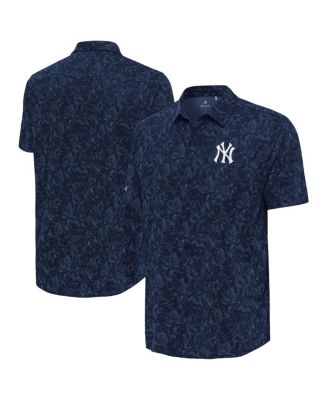 Antigua - Men's Navy New York Yankees Lush Button-Up Shirt