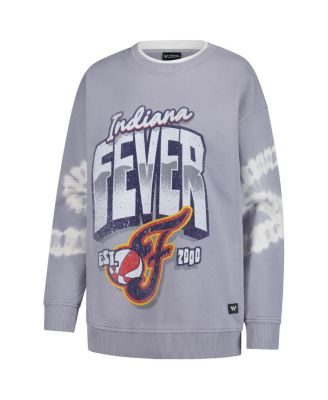 Women's Gray Indiana Fever Double Collar Fleece Pullover Sweatshirt