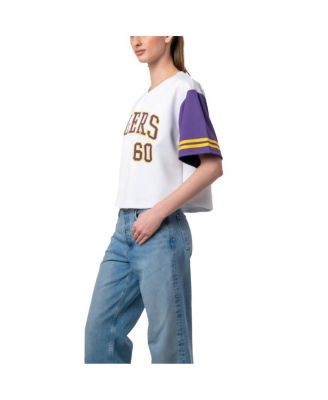 Women's White LSU Tigers Baseball Jersey Cropped T-Shirt
