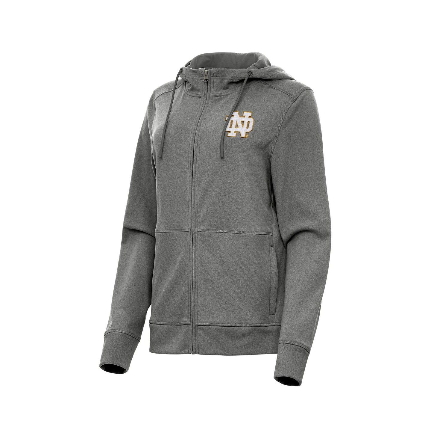Женское худи Antigua Heather Black Notre Dame Fighting Irish Seeker Full-Zip — фото 1