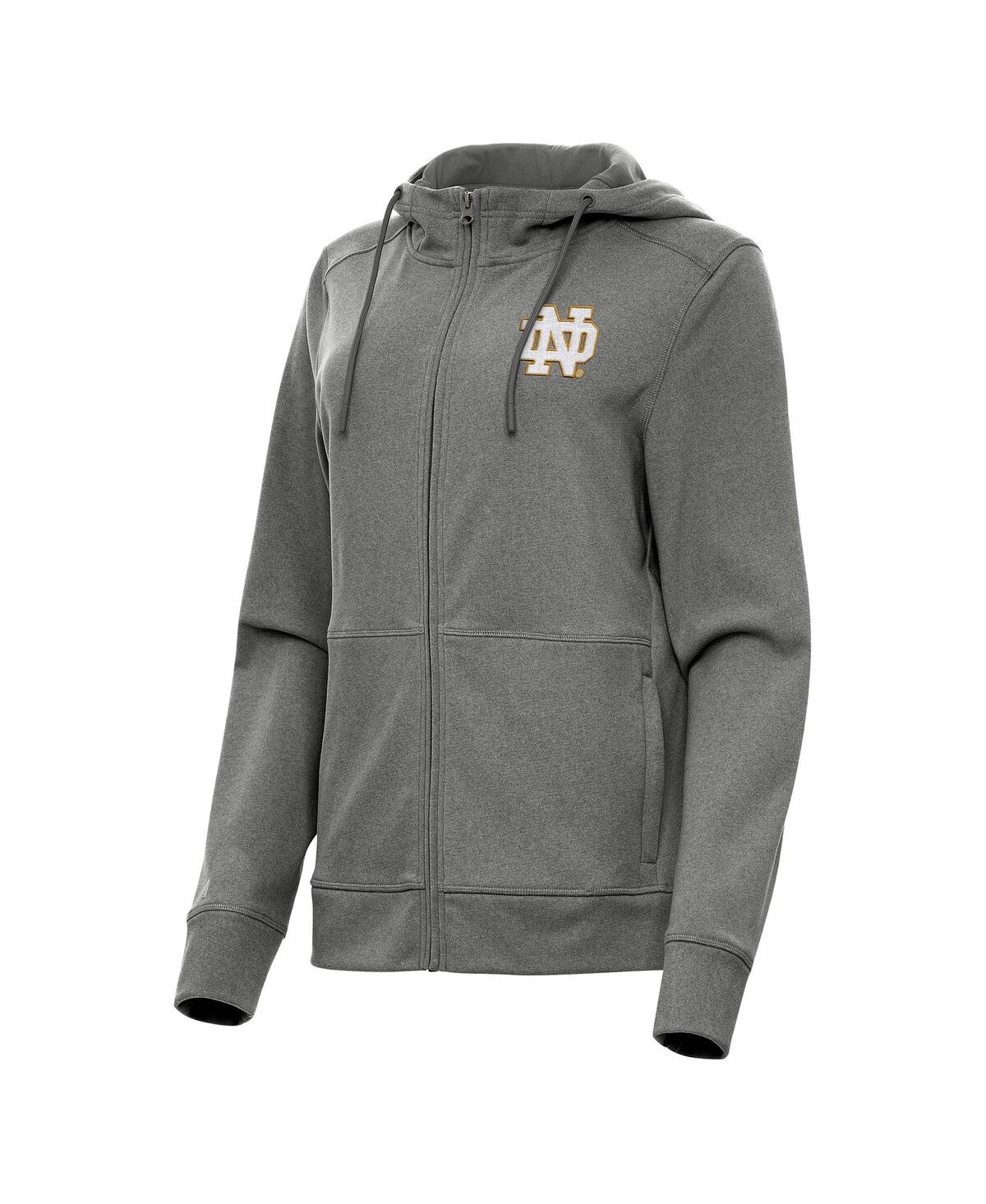 Women's Heather Black Notre Dame Fighting Irish Seeker Full-Zip Hoodie - Charcoal
