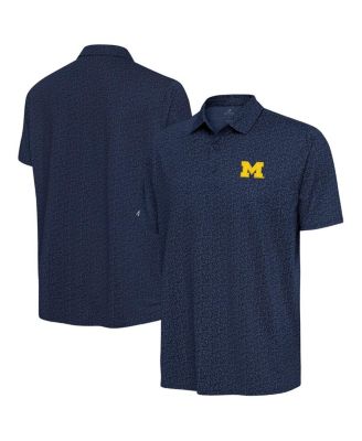 Antigua - Men's Navy Michigan Wolverines Blooming Polo